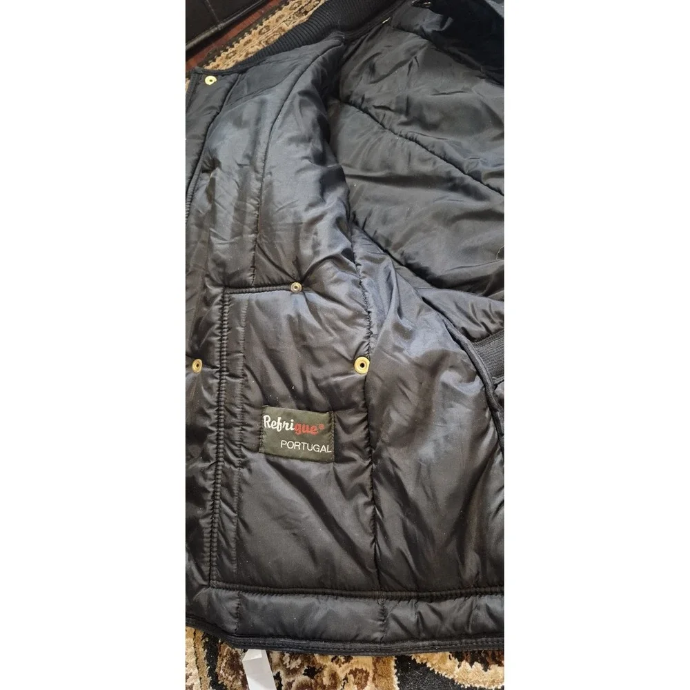 Vintage Refrigue Portugal Insulated Work‎ Jacket XL Blue Quilted Winter Coat